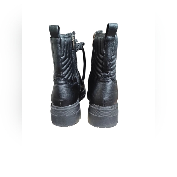 Marc Fisher Black Combat Moto Boots with Quilted Design - Picture 5 of 9